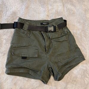 American Bazi Green Cargo Shorts with Adjustable Belt